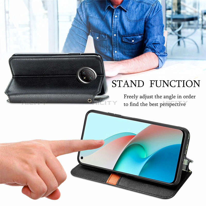 Handytasche Stand Schutzhülle Flip Leder Hülle S01D für Xiaomi Redmi Note 9 5G groß