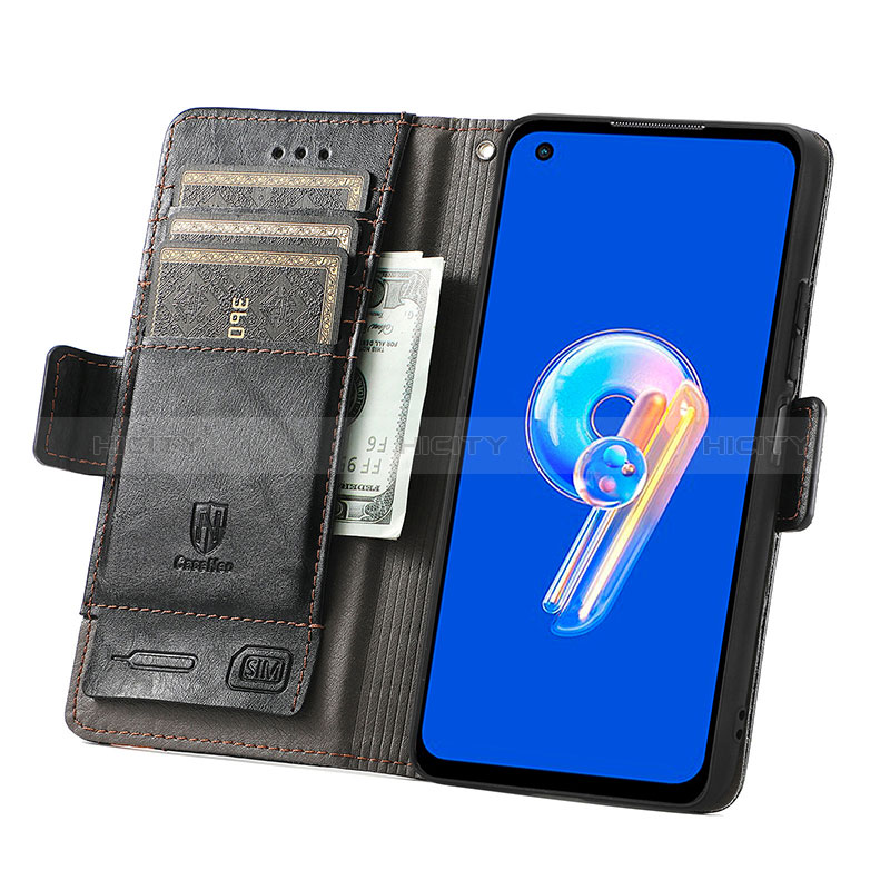 Handytasche Stand Schutzhülle Flip Leder Hülle S02D für Asus Zenfone 9 groß