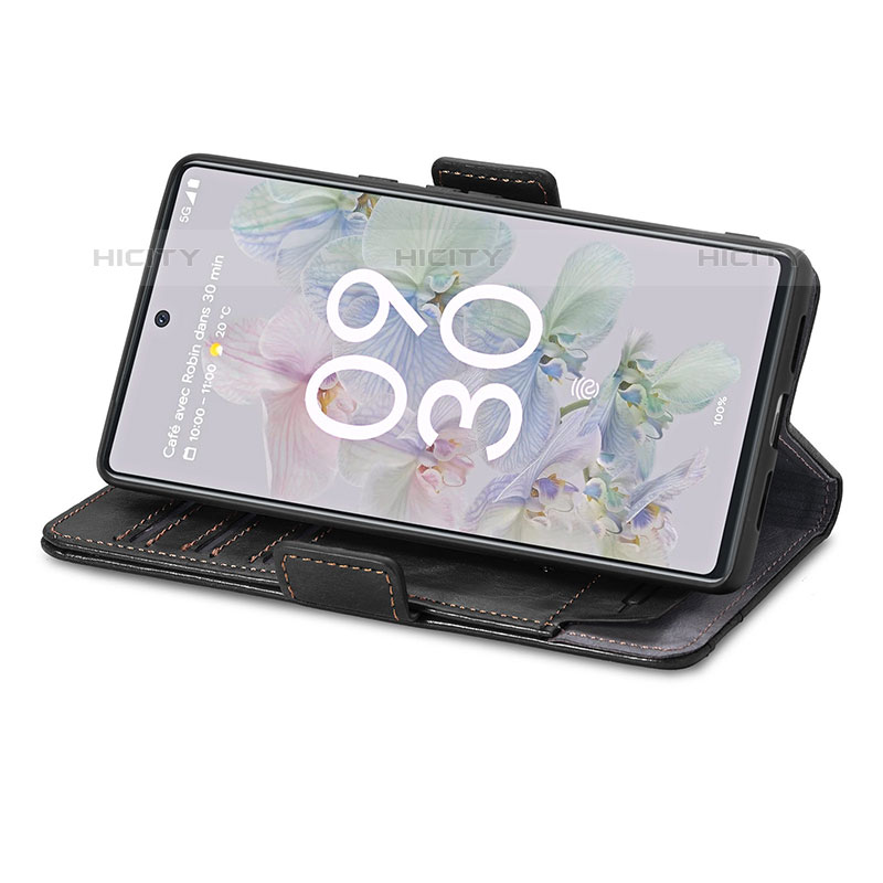 Handytasche Stand Schutzhülle Flip Leder Hülle S02D für Google Pixel 6a 5G groß