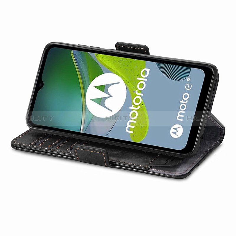 Handytasche Stand Schutzhülle Flip Leder Hülle S02D für Motorola Moto E13 groß