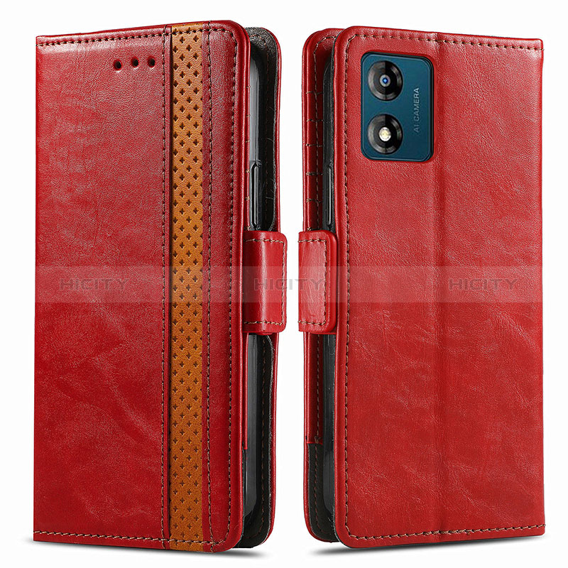 Handytasche Stand Schutzhülle Flip Leder Hülle S02D für Motorola Moto E13 Rot Plus