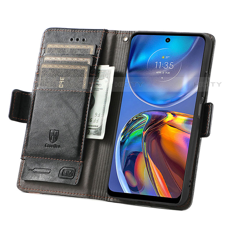 Handytasche Stand Schutzhülle Flip Leder Hülle S02D für Motorola Moto E32 groß