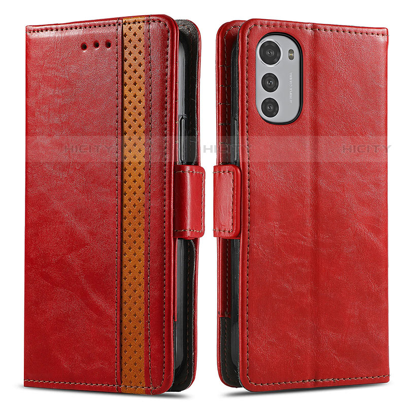 Handytasche Stand Schutzhülle Flip Leder Hülle S02D für Motorola Moto E32s Rot Plus