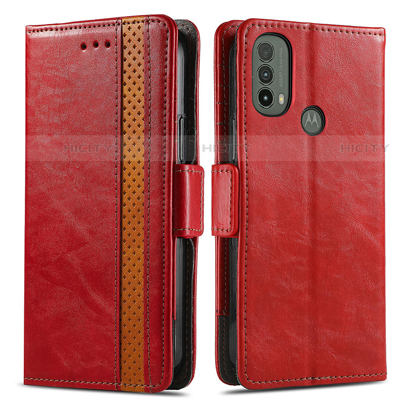 Handytasche Stand Schutzhülle Flip Leder Hülle S02D für Motorola Moto E40 Rot