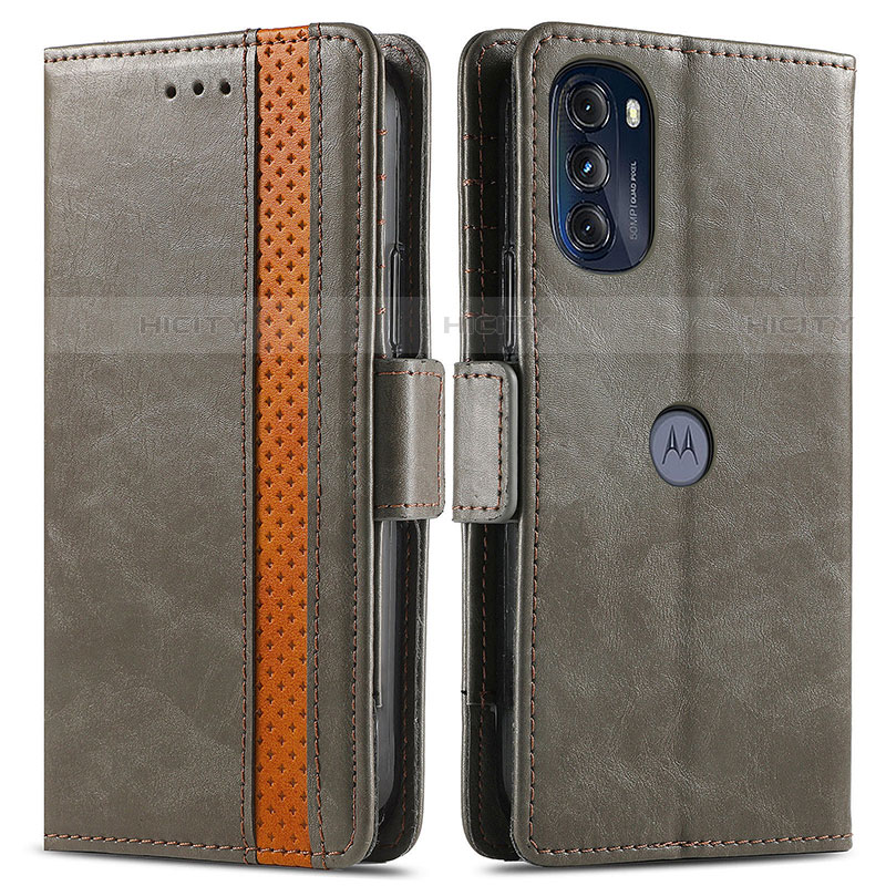 Handytasche Stand Schutzhülle Flip Leder Hülle S02D für Motorola Moto G 5G (2022) Grau