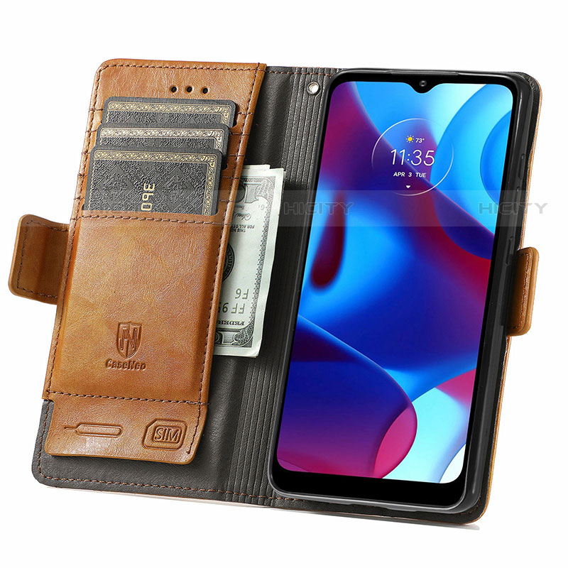 Handytasche Stand Schutzhülle Flip Leder Hülle S02D für Motorola Moto G Pure