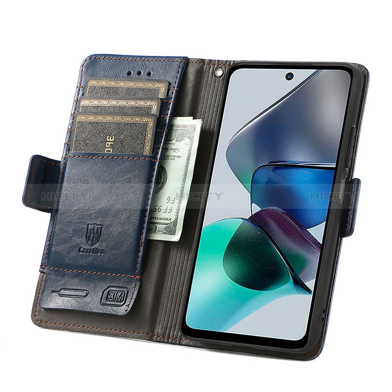 Handytasche Stand Schutzhülle Flip Leder Hülle S02D für Motorola Moto G13