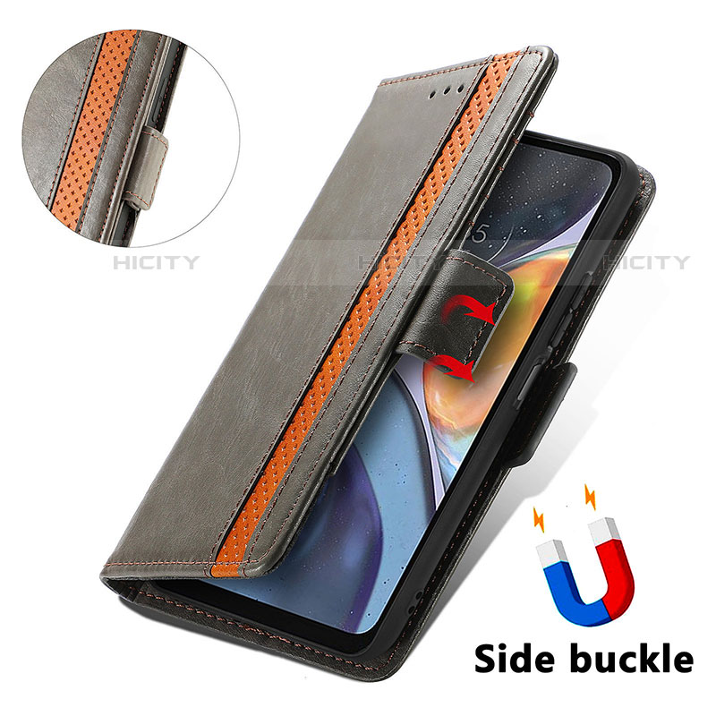 Handytasche Stand Schutzhülle Flip Leder Hülle S02D für Motorola Moto G22 groß