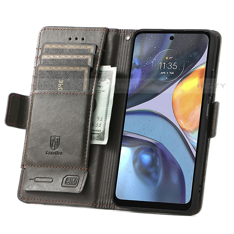 Handytasche Stand Schutzhülle Flip Leder Hülle S02D für Motorola Moto G22 groß