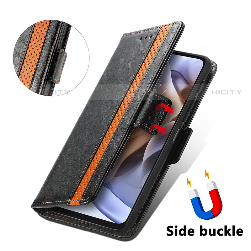 Handytasche Stand Schutzhülle Flip Leder Hülle S02D für Motorola Moto G31