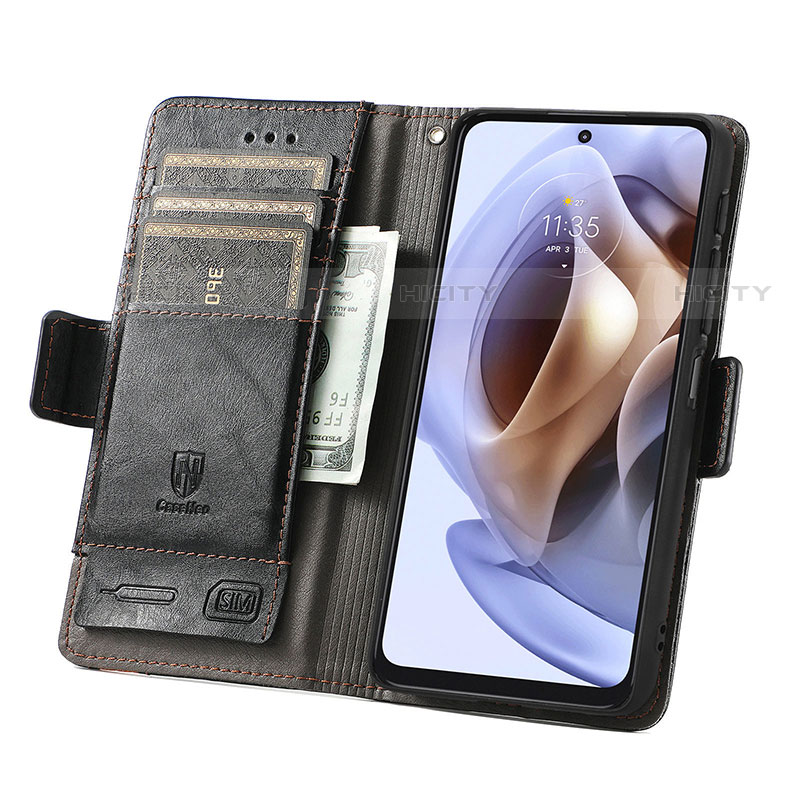 Handytasche Stand Schutzhülle Flip Leder Hülle S02D für Motorola Moto G31 groß