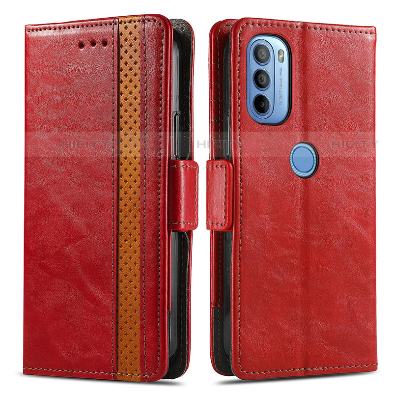 Handytasche Stand Schutzhülle Flip Leder Hülle S02D für Motorola Moto G41 Rot