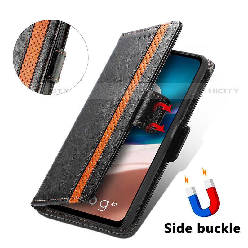 Handytasche Stand Schutzhülle Flip Leder Hülle S02D für Motorola Moto G42 groß