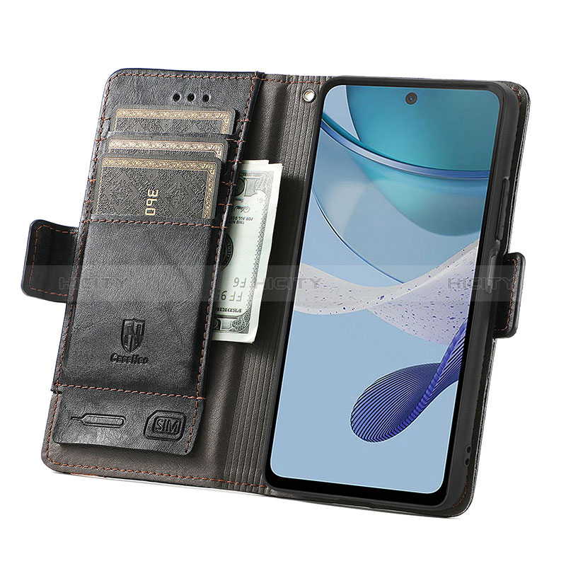 Handytasche Stand Schutzhülle Flip Leder Hülle S02D für Motorola Moto G53j 5G groß