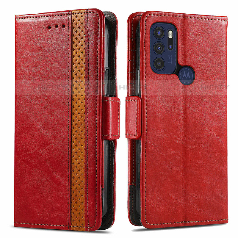 Handytasche Stand Schutzhülle Flip Leder Hülle S02D für Motorola Moto G60s Rot Plus