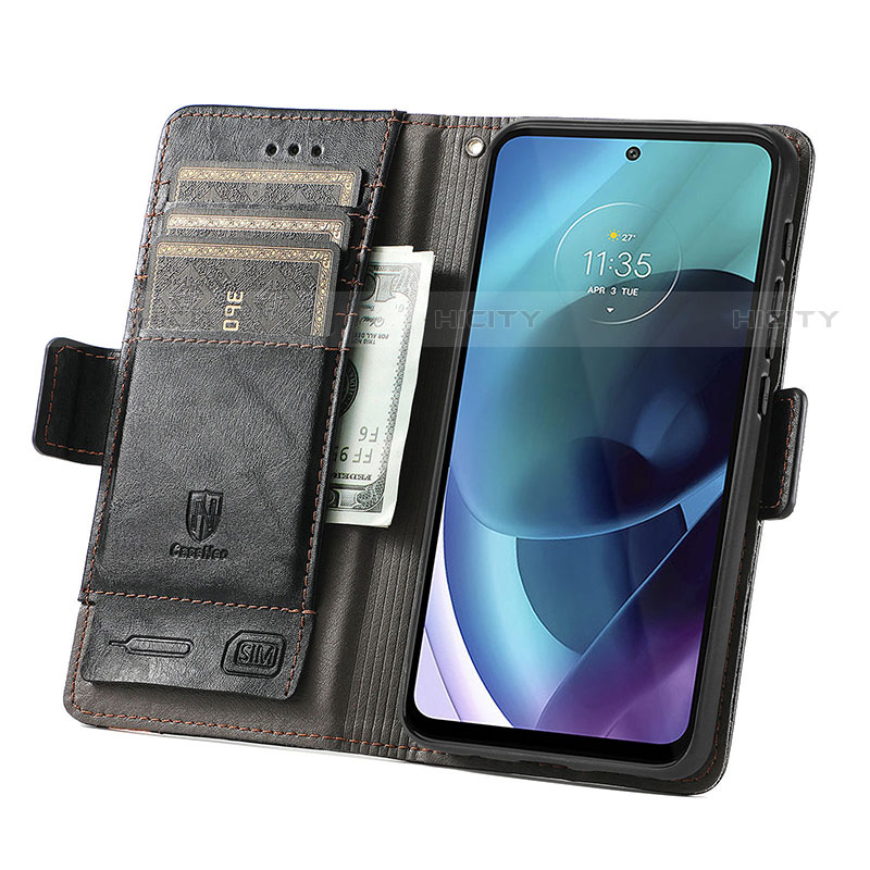 Handytasche Stand Schutzhülle Flip Leder Hülle S02D für Motorola Moto G71 5G