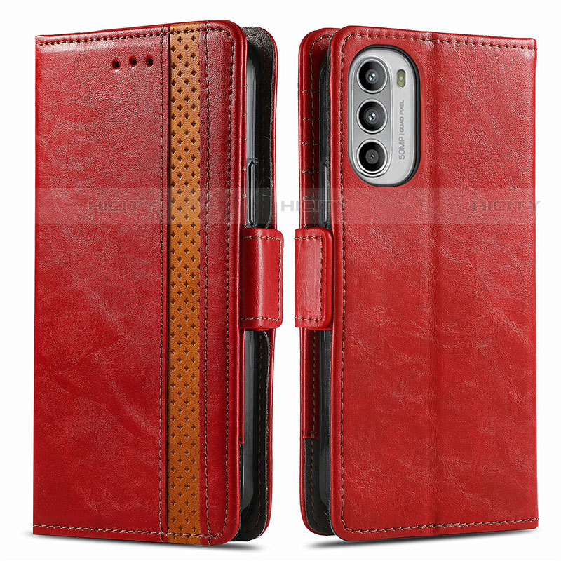 Handytasche Stand Schutzhülle Flip Leder Hülle S02D für Motorola Moto G71s 5G Rot