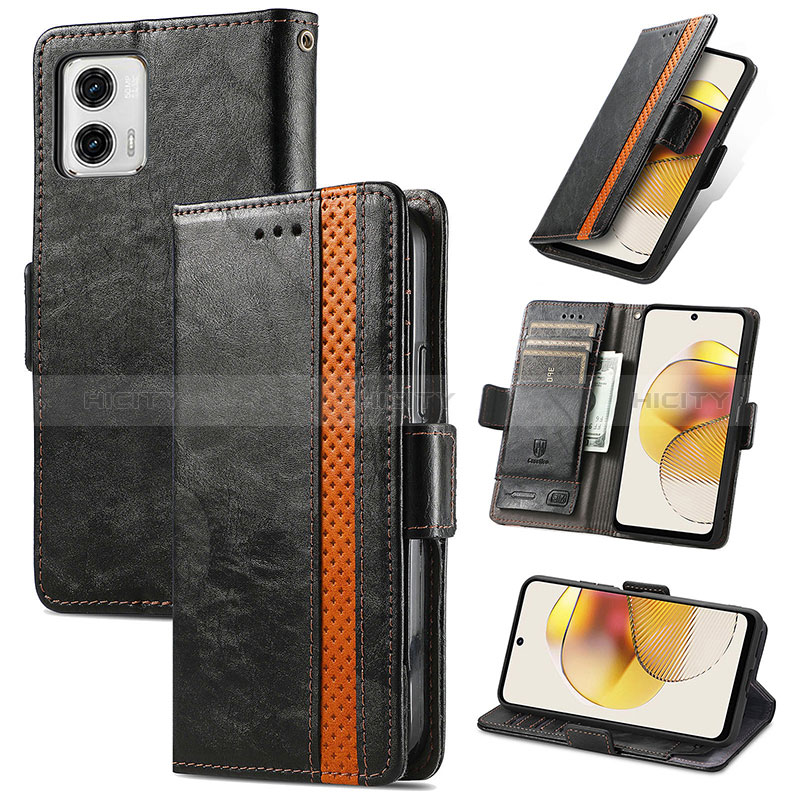 Handytasche Stand Schutzhülle Flip Leder Hülle S02D für Motorola Moto G73 5G groß