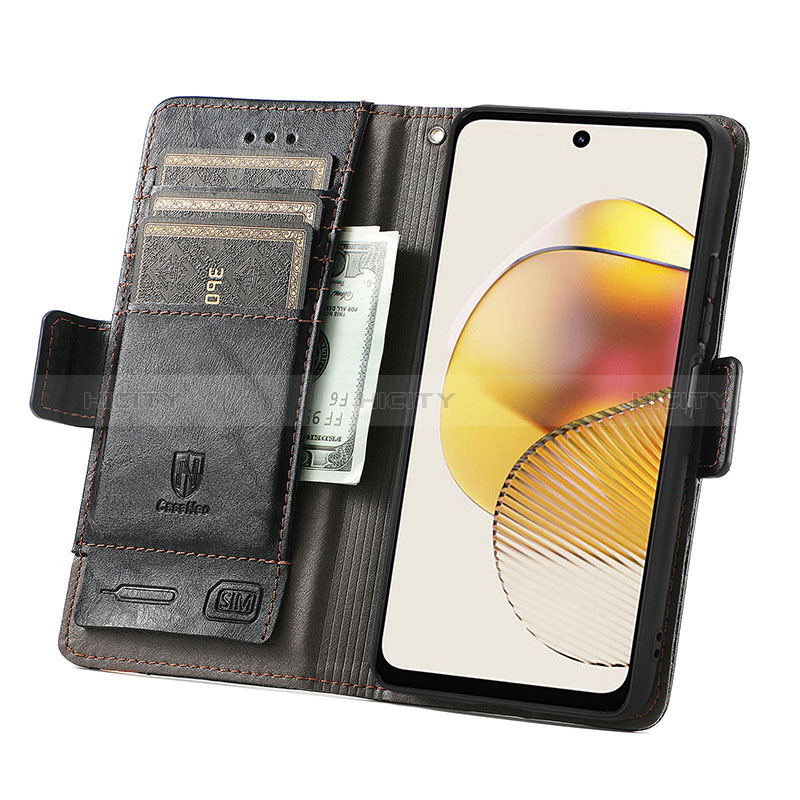 Handytasche Stand Schutzhülle Flip Leder Hülle S02D für Motorola Moto G73 5G groß