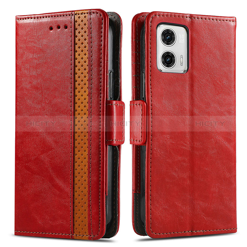 Handytasche Stand Schutzhülle Flip Leder Hülle S02D für Motorola Moto G73 5G Rot