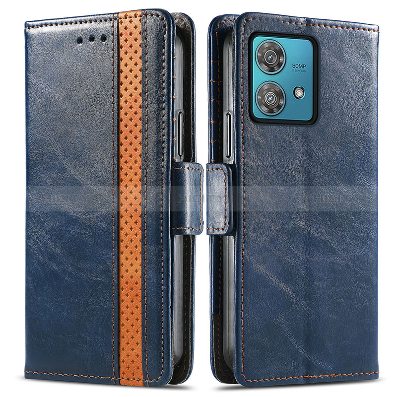 Handytasche Stand Schutzhülle Flip Leder Hülle S02D für Motorola Moto G84 5G Blau