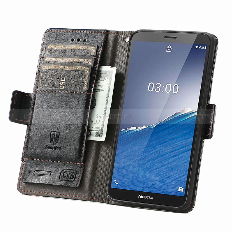 Handytasche Stand Schutzhülle Flip Leder Hülle S02D für Nokia C3