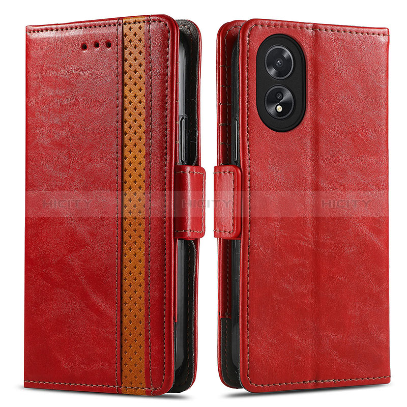 Handytasche Stand Schutzhülle Flip Leder Hülle S02D für Oppo A18 Rot