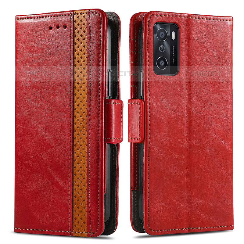 Handytasche Stand Schutzhülle Flip Leder Hülle S02D für Oppo A55S 5G Rot