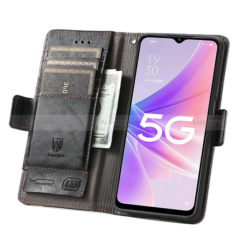 Handytasche Stand Schutzhülle Flip Leder Hülle S02D für Oppo A77 5G groß