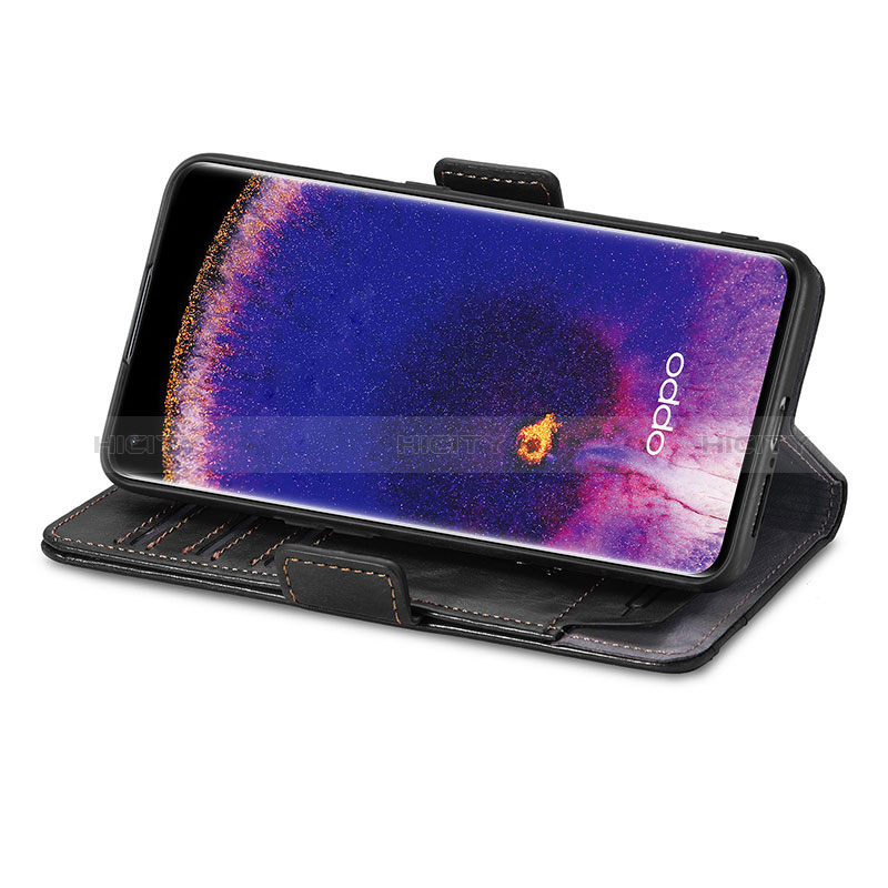 Handytasche Stand Schutzhülle Flip Leder Hülle S02D für Oppo Find X5 5G groß