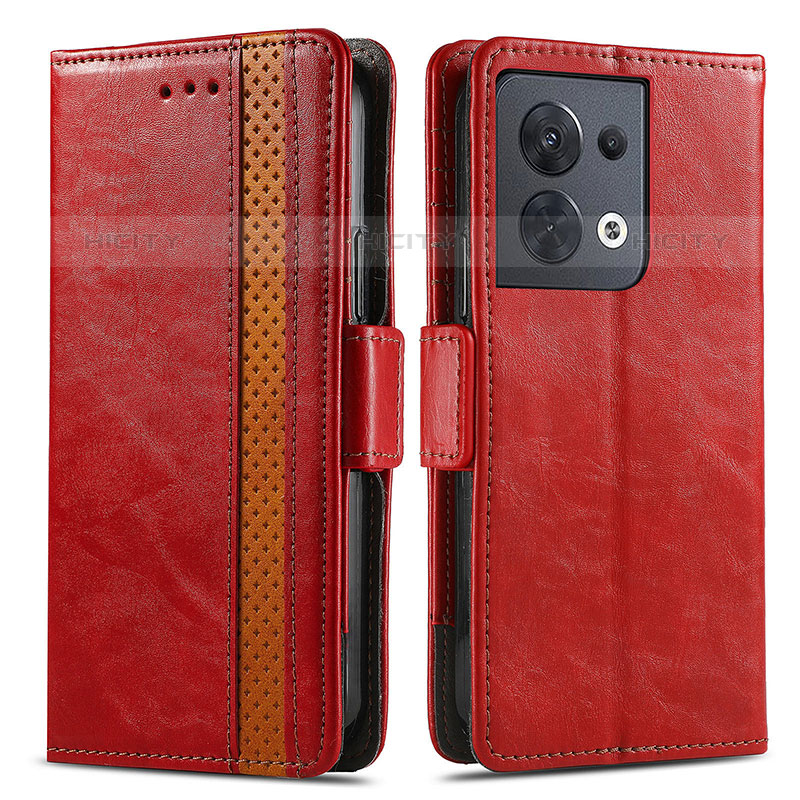 Handytasche Stand Schutzhülle Flip Leder Hülle S02D für Oppo Reno8 5G Rot