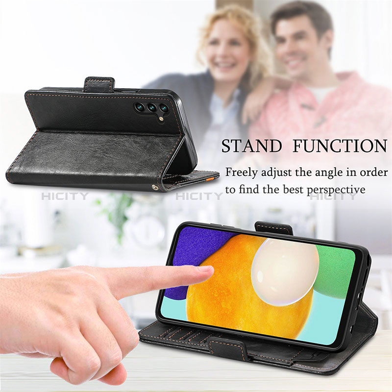 Handytasche Stand Schutzhülle Flip Leder Hülle S02D für Samsung Galaxy A04s groß