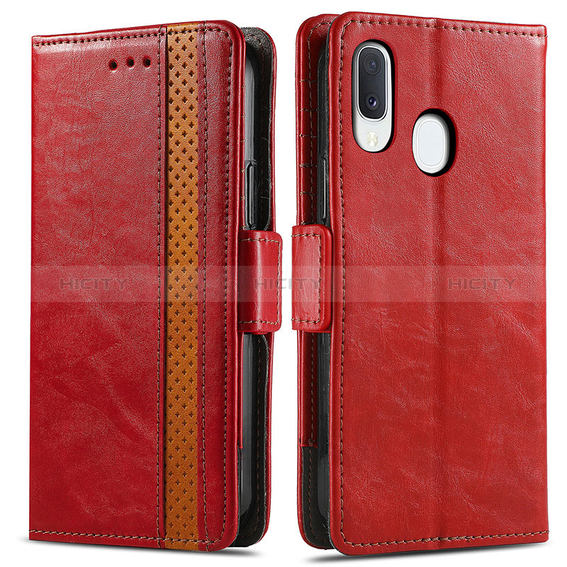 Handytasche Stand Schutzhülle Flip Leder Hülle S02D für Samsung Galaxy A20e Rot