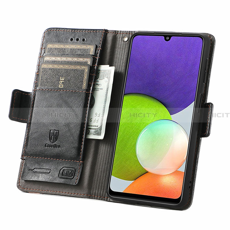 Handytasche Stand Schutzhülle Flip Leder Hülle S02D für Samsung Galaxy A22 4G groß