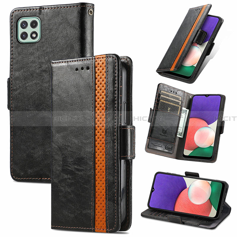 Handytasche Stand Schutzhülle Flip Leder Hülle S02D für Samsung Galaxy A22 5G groß