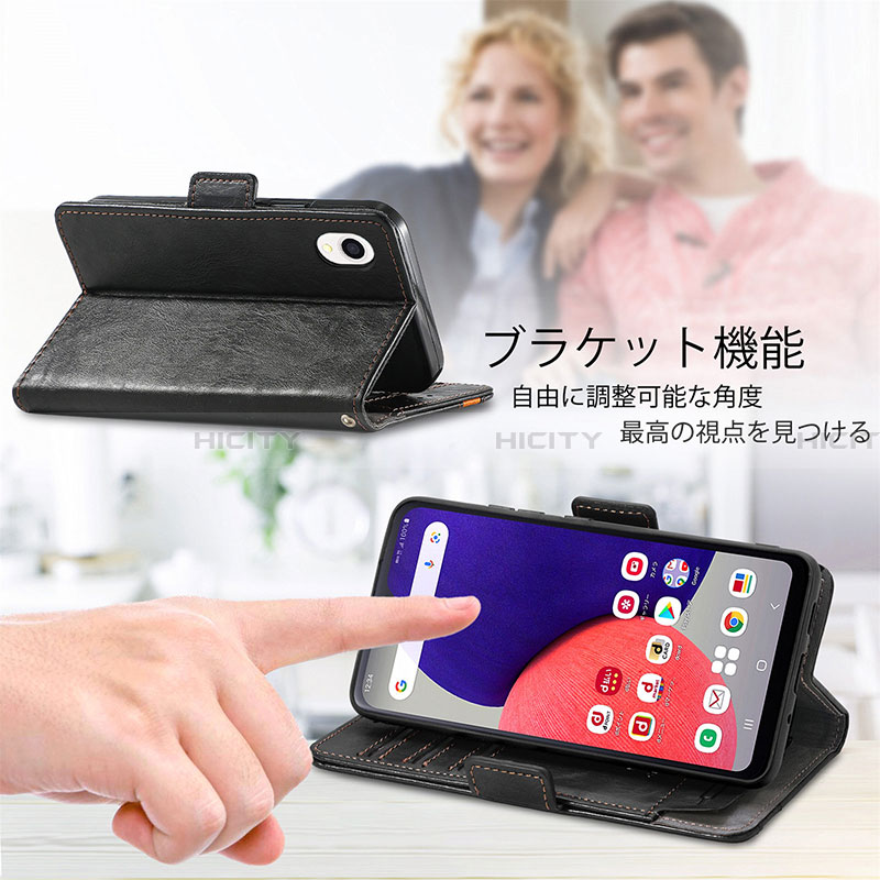 Handytasche Stand Schutzhülle Flip Leder Hülle S02D für Samsung Galaxy A22 5G SC-56B groß