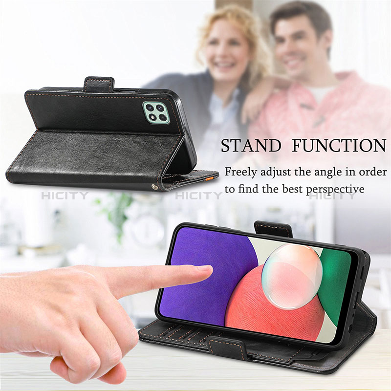 Handytasche Stand Schutzhülle Flip Leder Hülle S02D für Samsung Galaxy A22s 5G groß