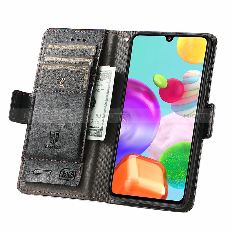 Handytasche Stand Schutzhülle Flip Leder Hülle S02D für Samsung Galaxy A41 groß