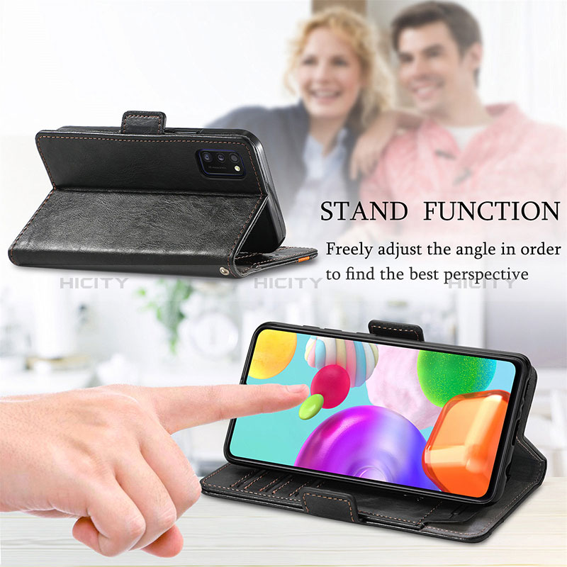 Handytasche Stand Schutzhülle Flip Leder Hülle S02D für Samsung Galaxy A41 groß