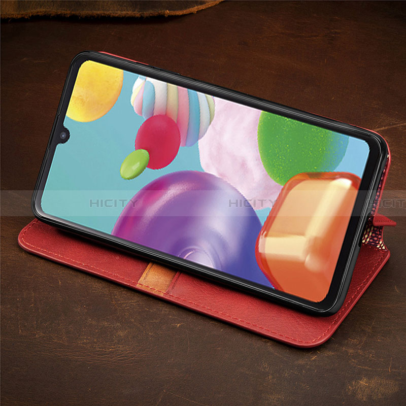 Handytasche Stand Schutzhülle Flip Leder Hülle S02D für Samsung Galaxy A41 SC-41A groß