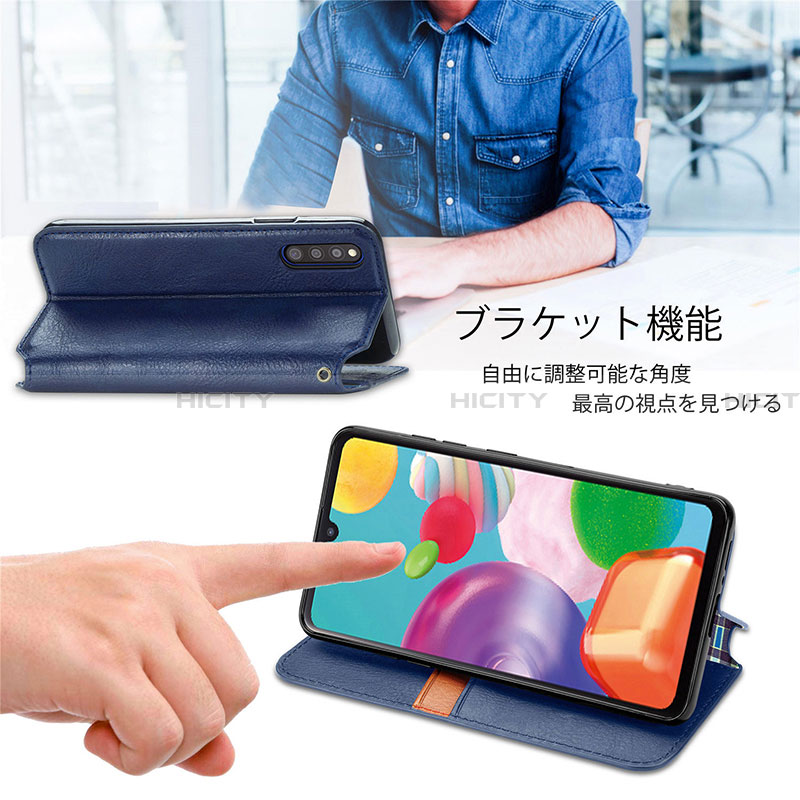 Handytasche Stand Schutzhülle Flip Leder Hülle S02D für Samsung Galaxy A41 SC-41A groß