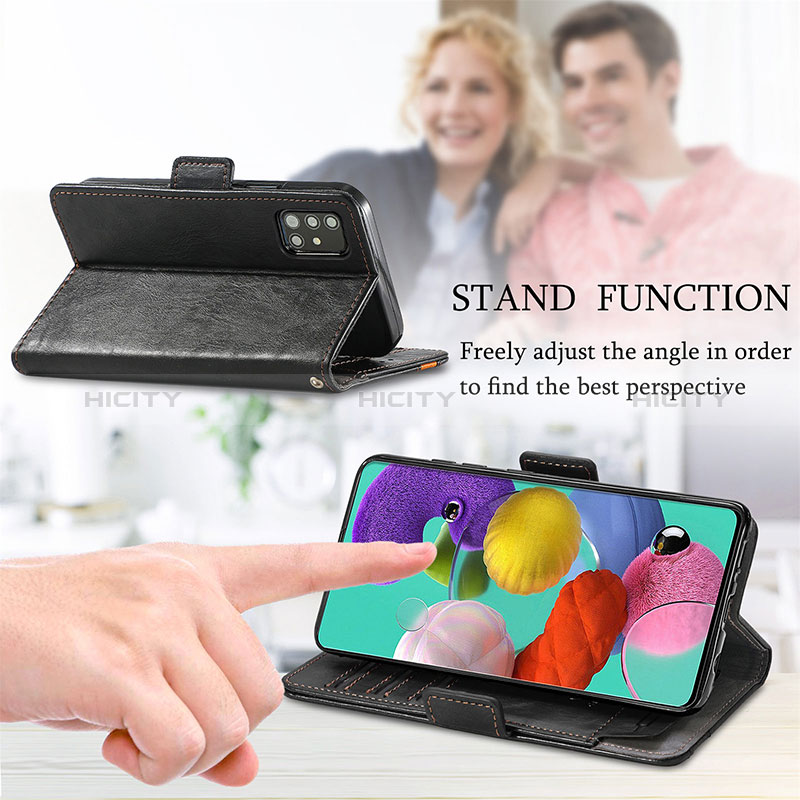 Handytasche Stand Schutzhülle Flip Leder Hülle S02D für Samsung Galaxy A71 4G A715 groß