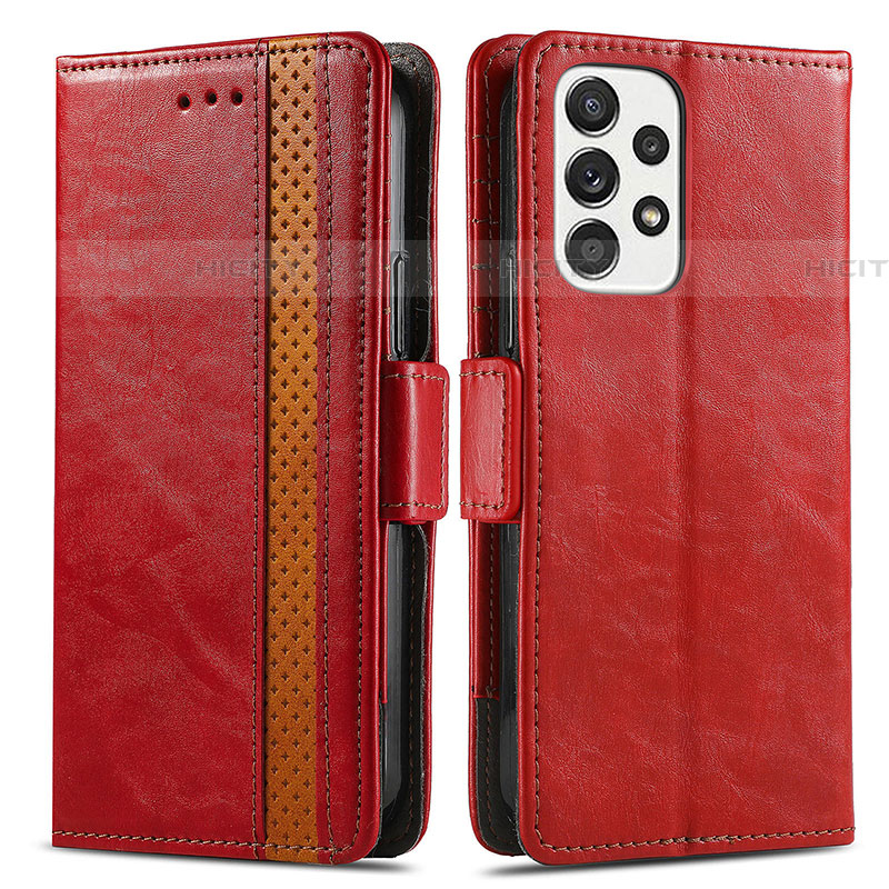 Handytasche Stand Schutzhülle Flip Leder Hülle S02D für Samsung Galaxy A73 5G Rot Plus