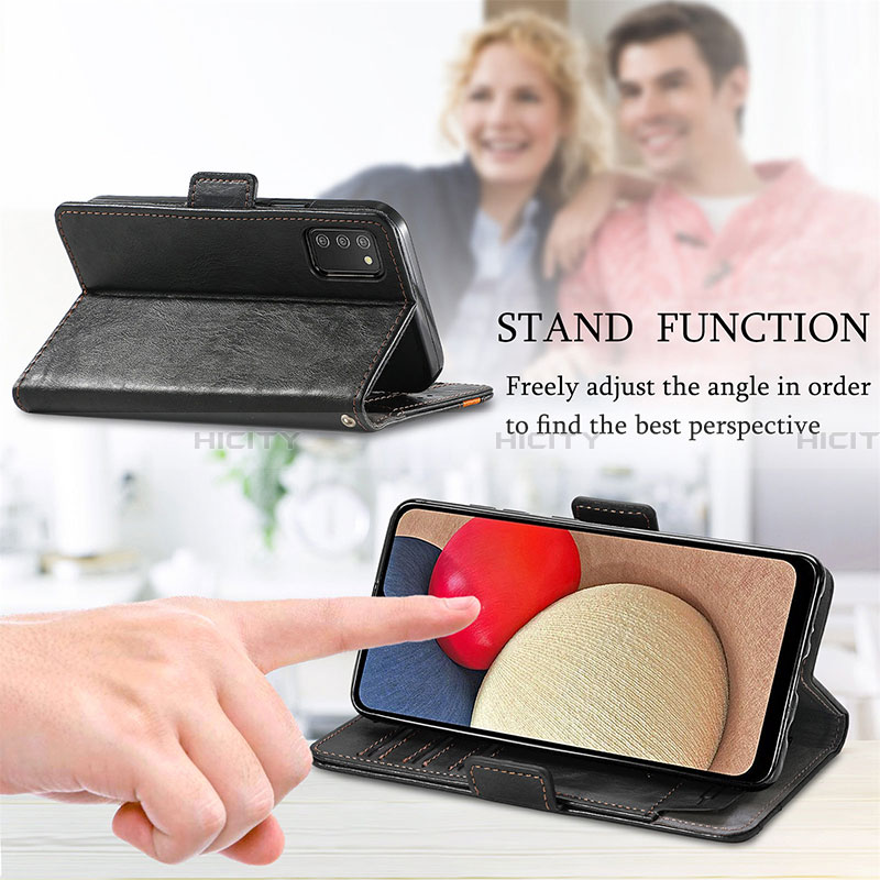 Handytasche Stand Schutzhülle Flip Leder Hülle S02D für Samsung Galaxy F02S SM-E025F groß