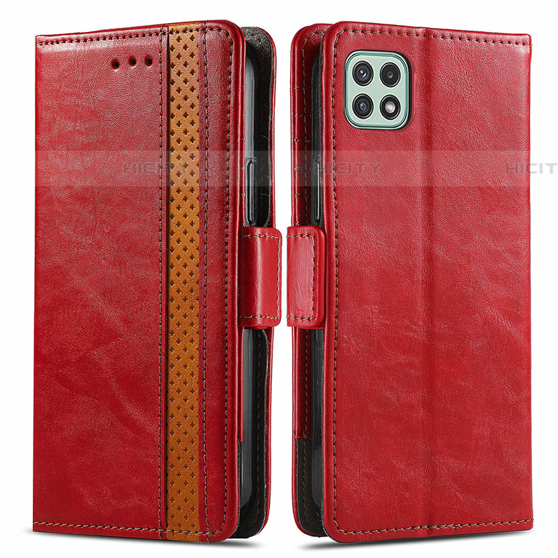 Handytasche Stand Schutzhülle Flip Leder Hülle S02D für Samsung Galaxy F42 5G Rot