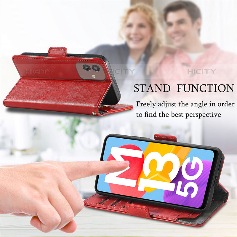 Handytasche Stand Schutzhülle Flip Leder Hülle S02D für Samsung Galaxy M13 5G groß