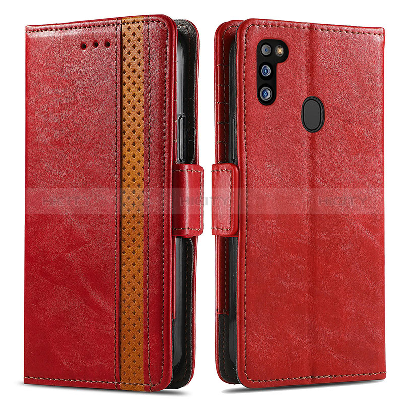 Handytasche Stand Schutzhülle Flip Leder Hülle S02D für Samsung Galaxy M30s Rot