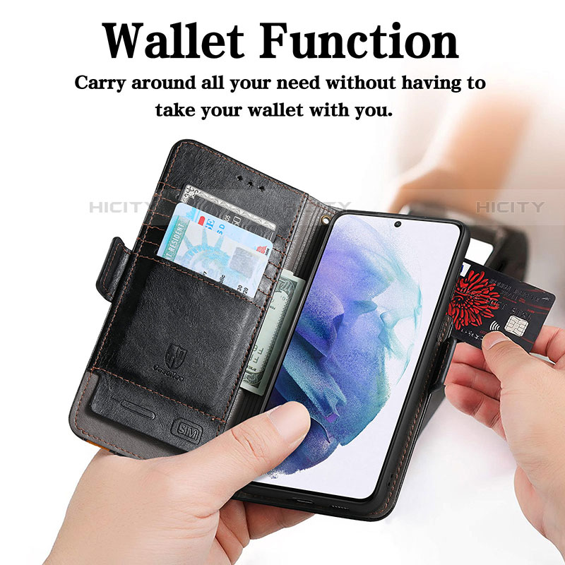 Handytasche Stand Schutzhülle Flip Leder Hülle S02D für Samsung Galaxy S21 5G groß