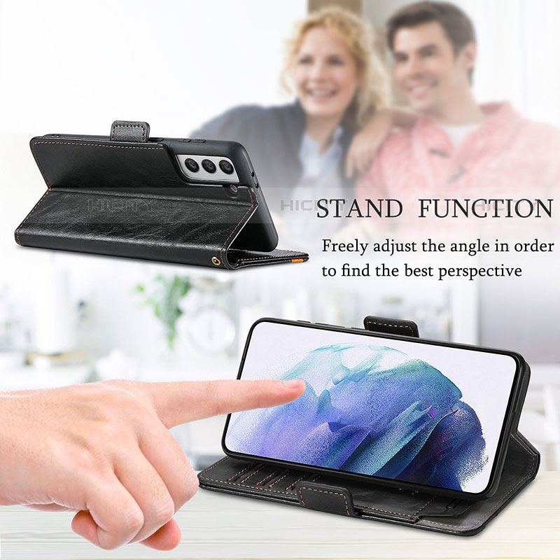 Handytasche Stand Schutzhülle Flip Leder Hülle S02D für Samsung Galaxy S21 5G groß