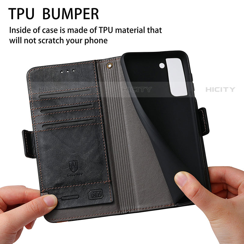 Handytasche Stand Schutzhülle Flip Leder Hülle S02D für Samsung Galaxy S21 5G groß